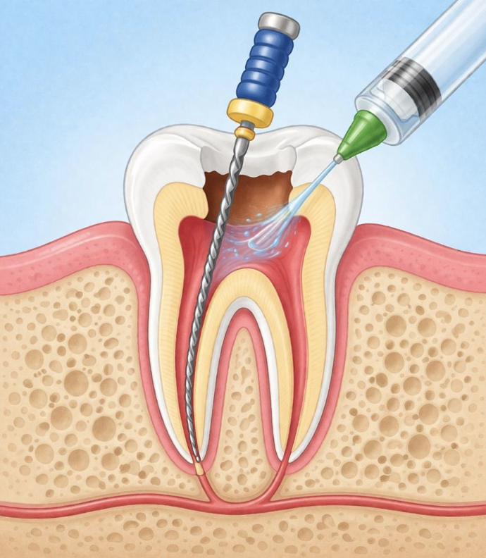 Root canal therapy diagram or dental X-ray image